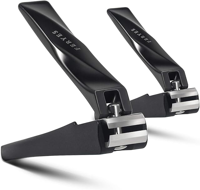 FERYES Nail Clippers with Catcher 2 PCS Set, No Splash Fingernail Clipper and Toenail Clipper, Stainless Steel Heavy Duty Nail Cutters For Men & Women - W/Black Metal Case Packing