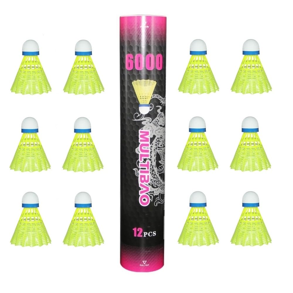 Multibao 12PCS Nylon Badminton Shuttlecocks Durable Windproof & High-Speed 77-79 For Indoor Outdoor Sports Activities Game Practice