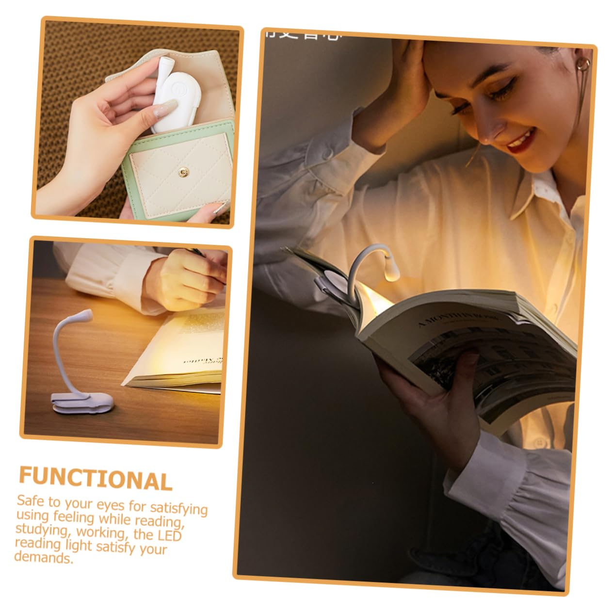 IWOWHERO Rechargeable Book Clip Light Led Eye Care Clip-on Reading Lamp Portable Study Lamp Bedside