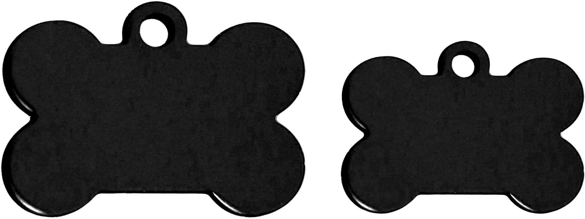 10 Bulk Wholesale Blank Bone Shape Premium Pet Id Tag, 9 Colors, 2 Sizes to Choose from (Black, Large)