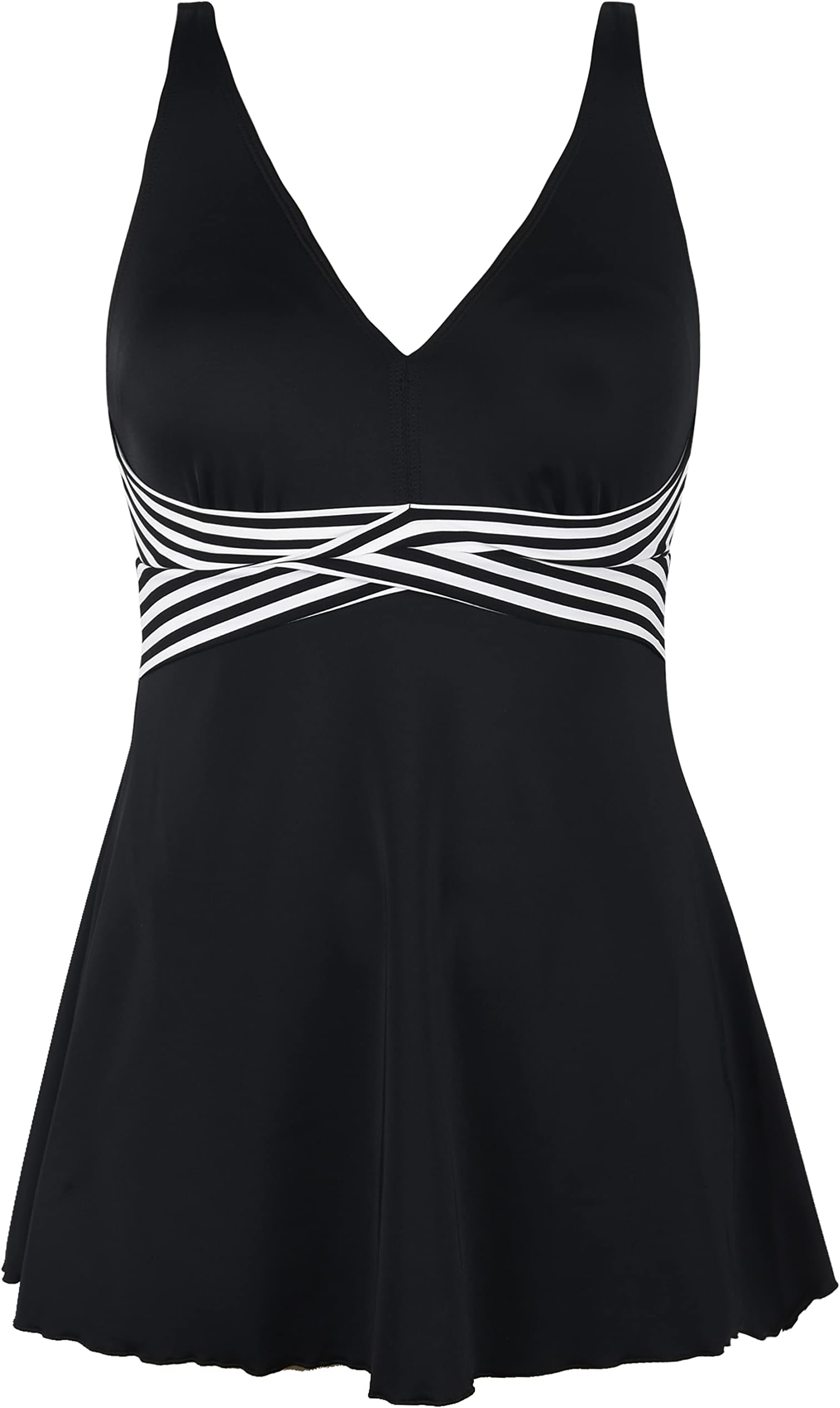 Septangle One Piece Swim Dress Swimsuits for Women Plus Size Bathing Suits V Neck Tummy Control Swimwear