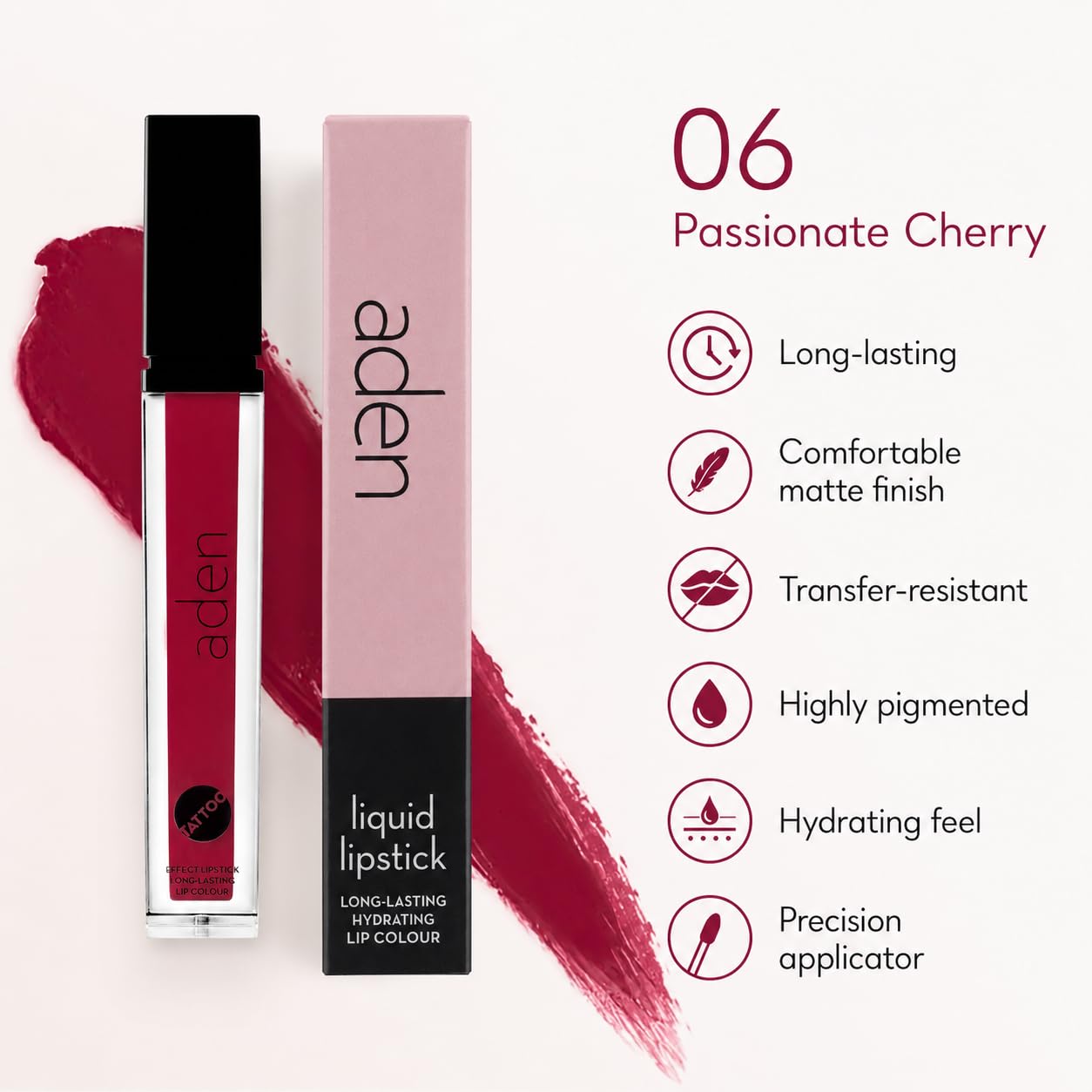 Lippenstift Tattoo - Hochpigmentiert mit MATTE FINISH 7ML - Made In Italy (06 Passionate Cherry)