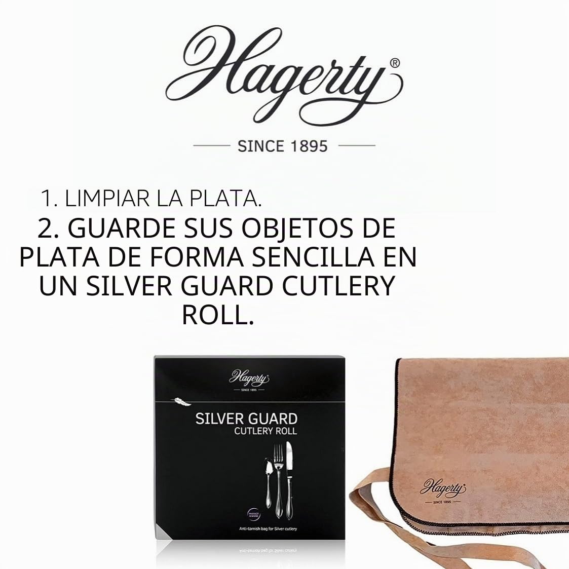Hagerty Silver Guard Cutlery Roll funda para cubiertos de plata y plateados 59x40 cm I práctico portacubiertos con protección antideslustre para cucharas de frutas con 12 compartimentos