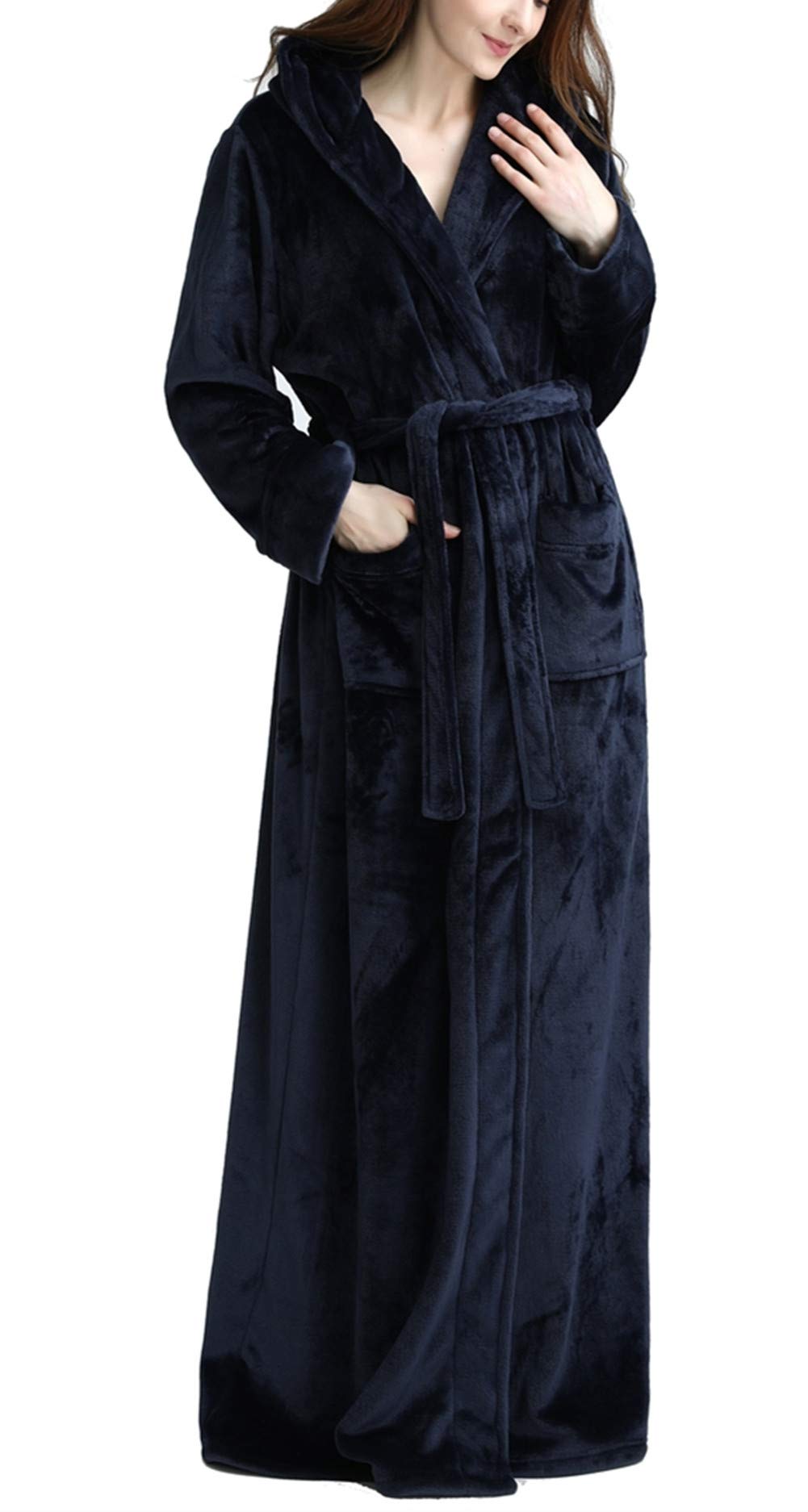 DSNOW Peignoir en polaire chaud pour femme Robe de chambre