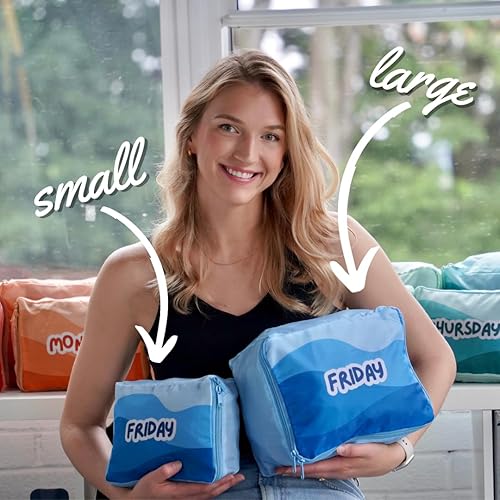 Miniatura 3 de Juego de 7 cubos de embalaje para niños y bebés, días de la semana, organizadores diarios de maletas para niños y niñas, campamento de verano,