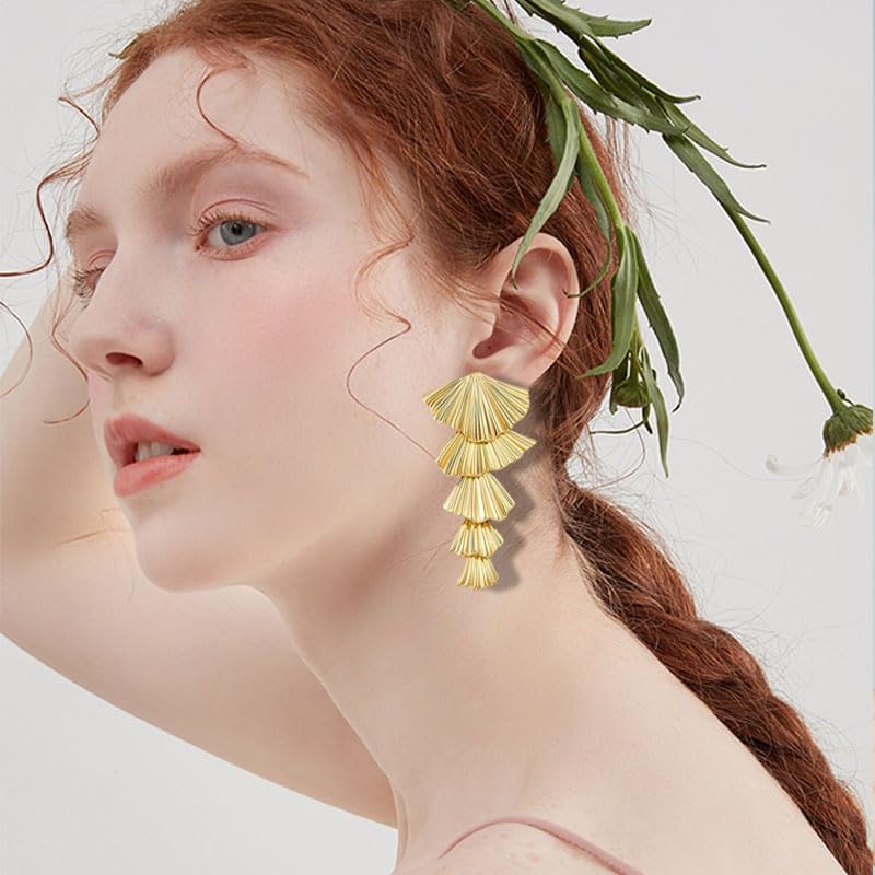 14K Gold Silver Shell Earrings for Women Seashell Starfish Statement Earrings Summer Vintage Boho Ocean Sea Earring Fashions Beach Jewelry Gift - Image 3