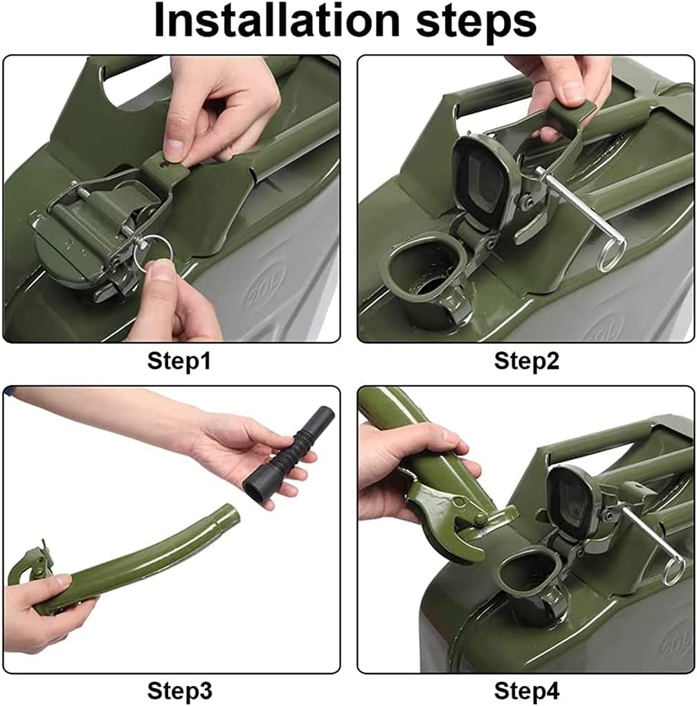 AMZOSS 20L 5 Gallon Metal Gas Can Green with Fuel Can and Spout System, US Standard Cold-Rolled Plate Petrol Diesel Can - Gasoline Bucket (13.78" x 6.5" x 17.91") : Automotive