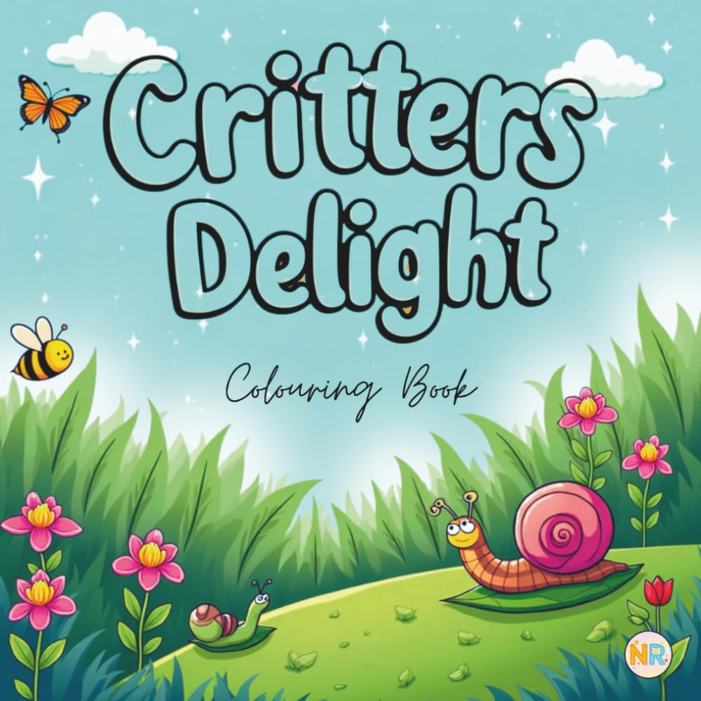 Critters Delight Colouring Book: Over 30 Bold Simple Adorable Garden Insects Animals to Color for Kids and Adults. 8.5"