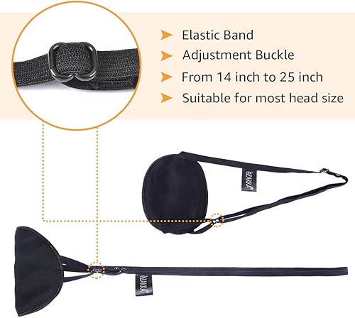 Miniatura 3 de eZAKKA Parches para ojos para adultos y niños, ojo izquierdo y derecho, 2 parches de seda para ojos perezosos después de cirugía, ambliopía, negro y