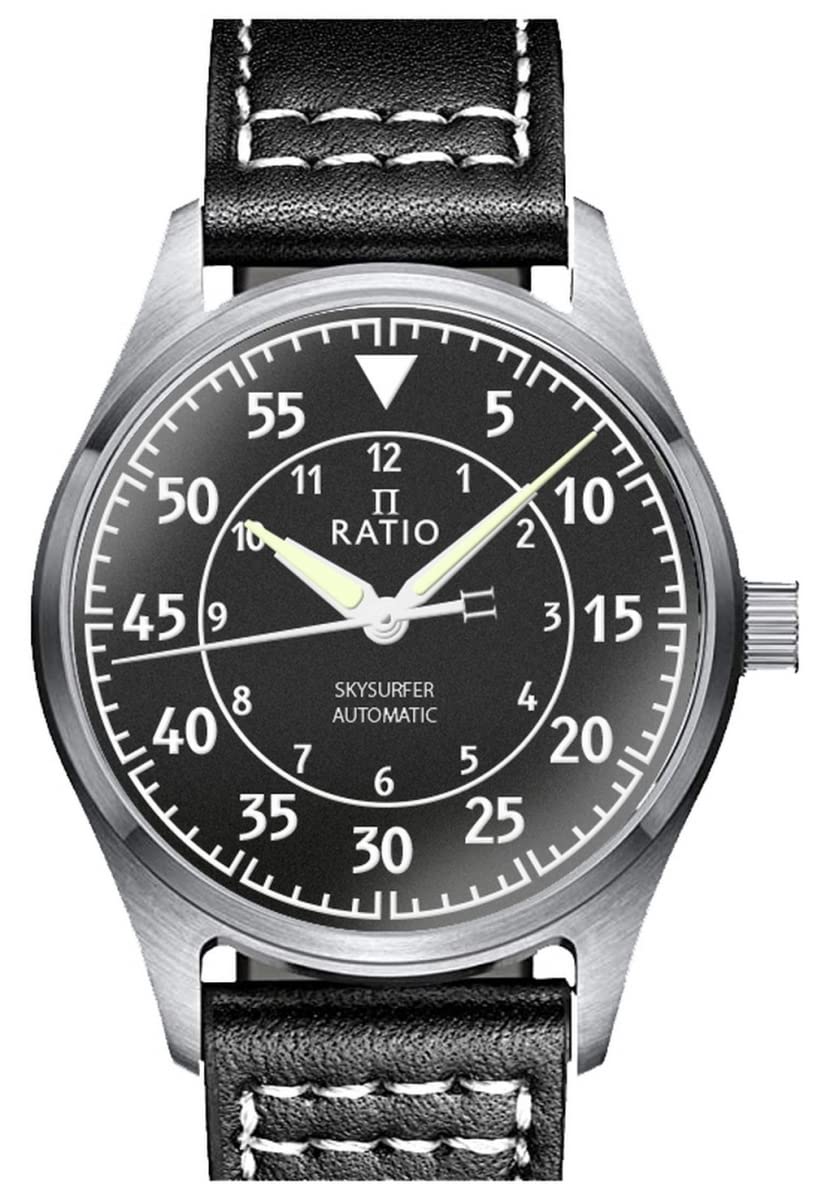 RATIORATIO Pilot Style Watches Analog Japanese Automatic 200M Water Resistant Casual Formal Wear Watch for Men
