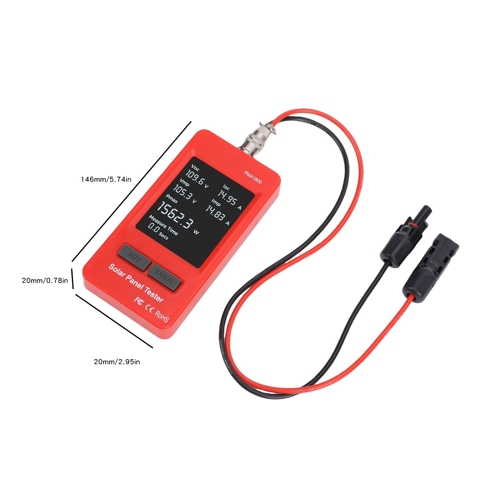Pissente 1800-W-Solarpanel-Tester Photovoltaik-Multimeter MPPT-Messgerät mit Großem LCD-Bildschirm und EVA-Tasche