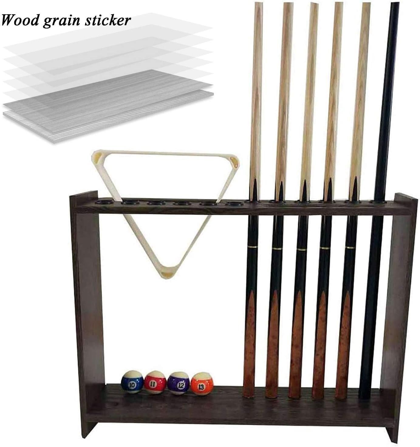 Pool Stick Holder Wood Billiard Cue Rack Holds 12 Cues Billiard Stick Stand Stylish Premium Easy to Put Together Billiard Room Pool Hall