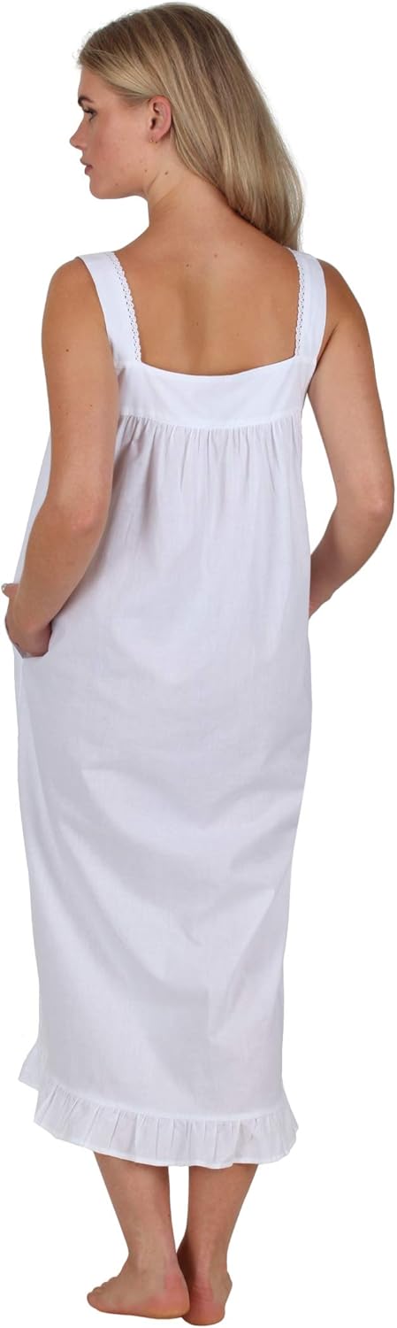 The 1 for U White Nightgown - Vintage Nightgowns for Women, Adeline 100% Cotton Gown - Image 2