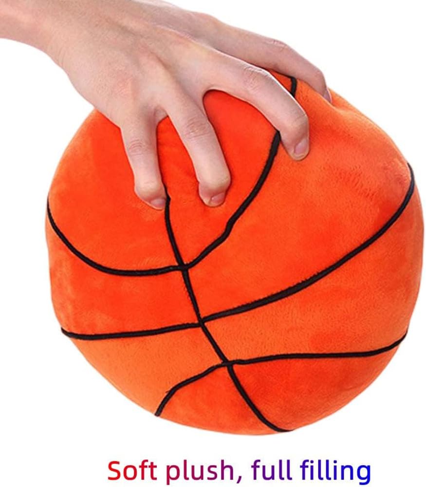 XZJMY Pluszowa poduszka do koszykówki, wypchana, sportowa, pluszowa zabawka, dekoracyjna, okrągła, duża poduszka do koszykówki, poduszka w kształcie kuli 3D, prezent dla dziewcząt lub chłopców (28 cm,