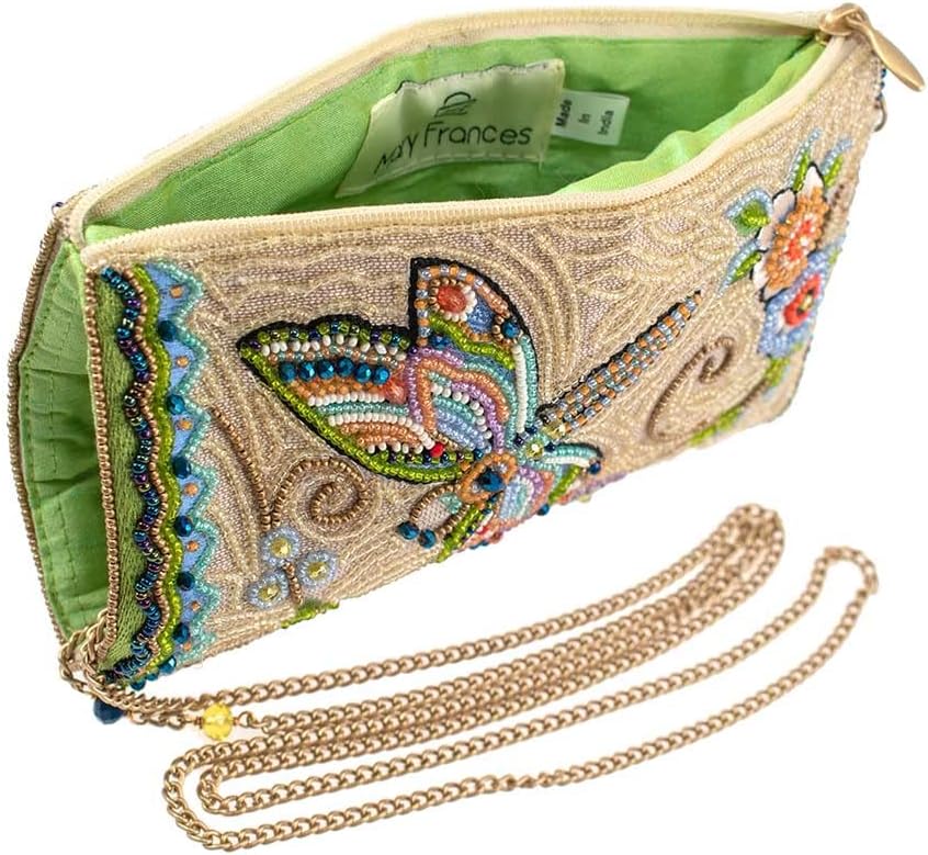 Mary Frances Soaring Spirit Beaded Dragonfly Crossbody Cell Phone Bag with Removable Strap, Multicolor