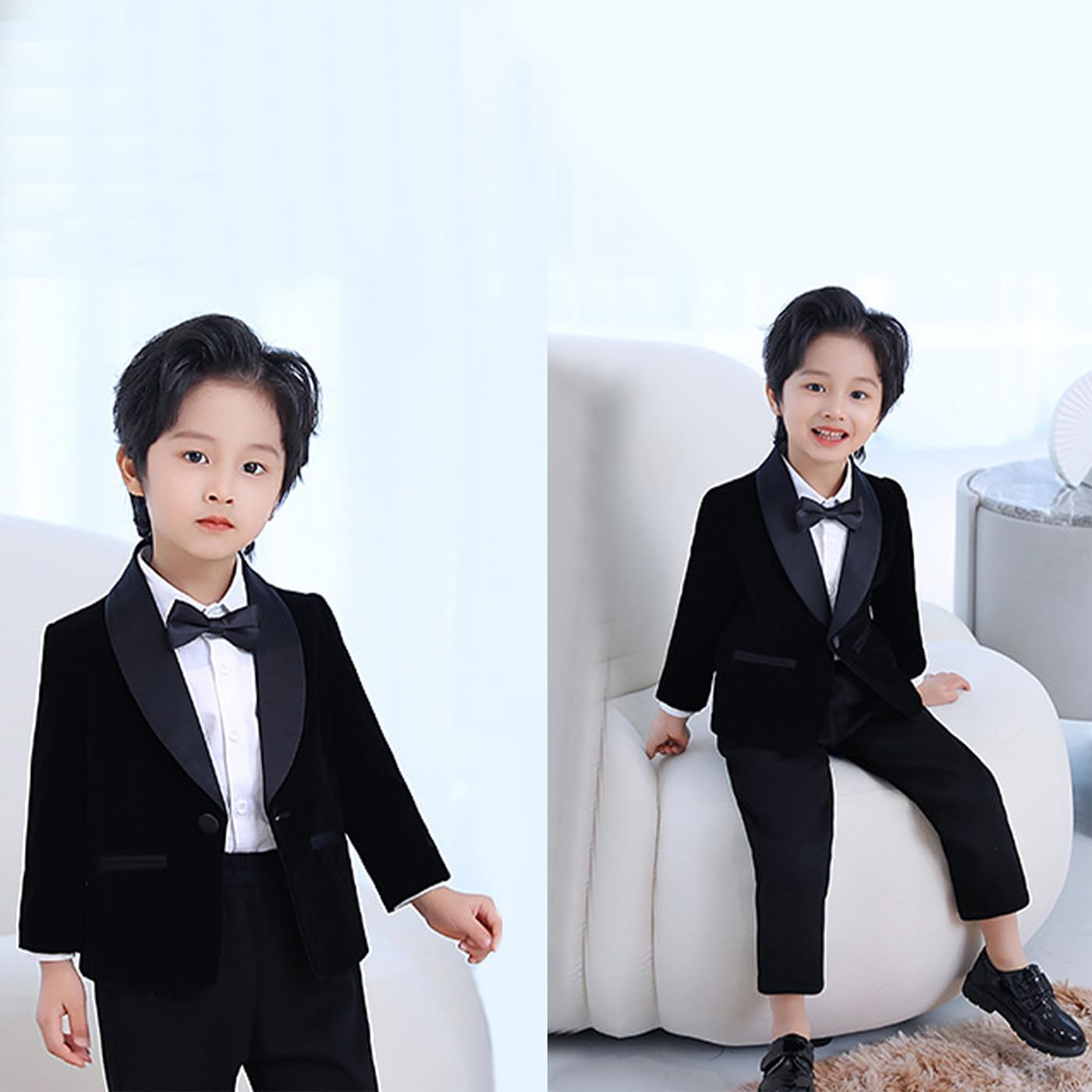 Little Boys Spring Fall Velvet Formal Blazers Lightweight Kids Shawl Lapel Tuxedo Dress Wedding Prom Party Jackets