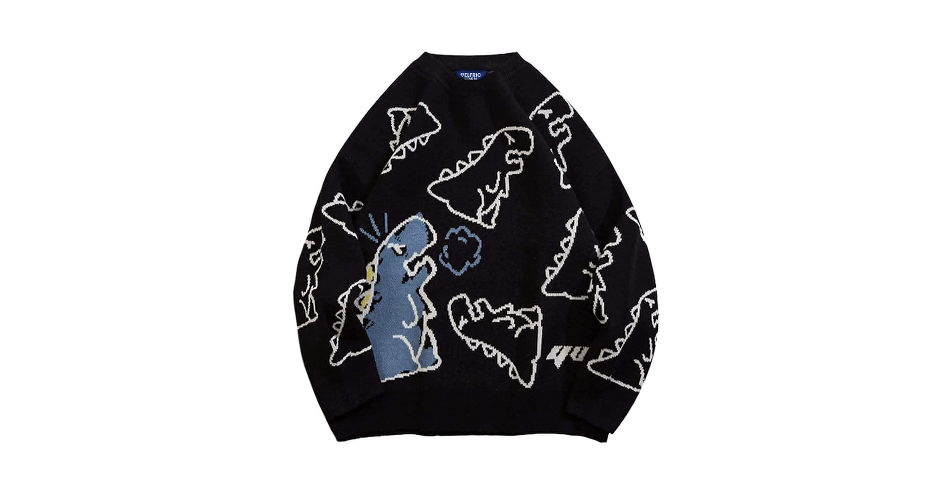 Aelfric Eden Dinosaur Cartoon Pattern Knit Sweater Oversized