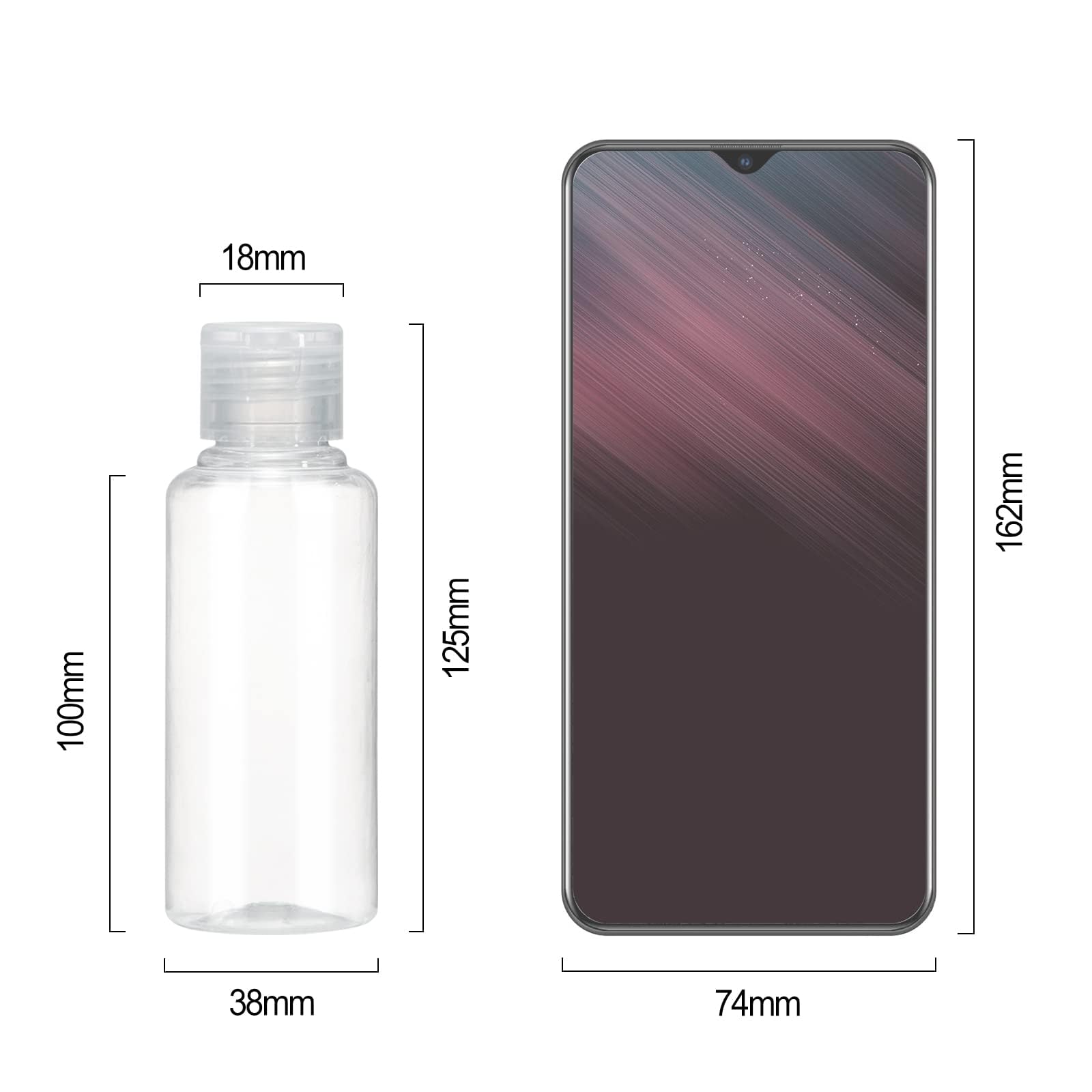 BillyBath Flacon Vide Voyage 100ml, 6 Pièces Flacons de Voyage Avion Transparent Cosmetique Liquide Bouteille kit en Plastique Transparent pour Shampooing, Gel douche, Lotion