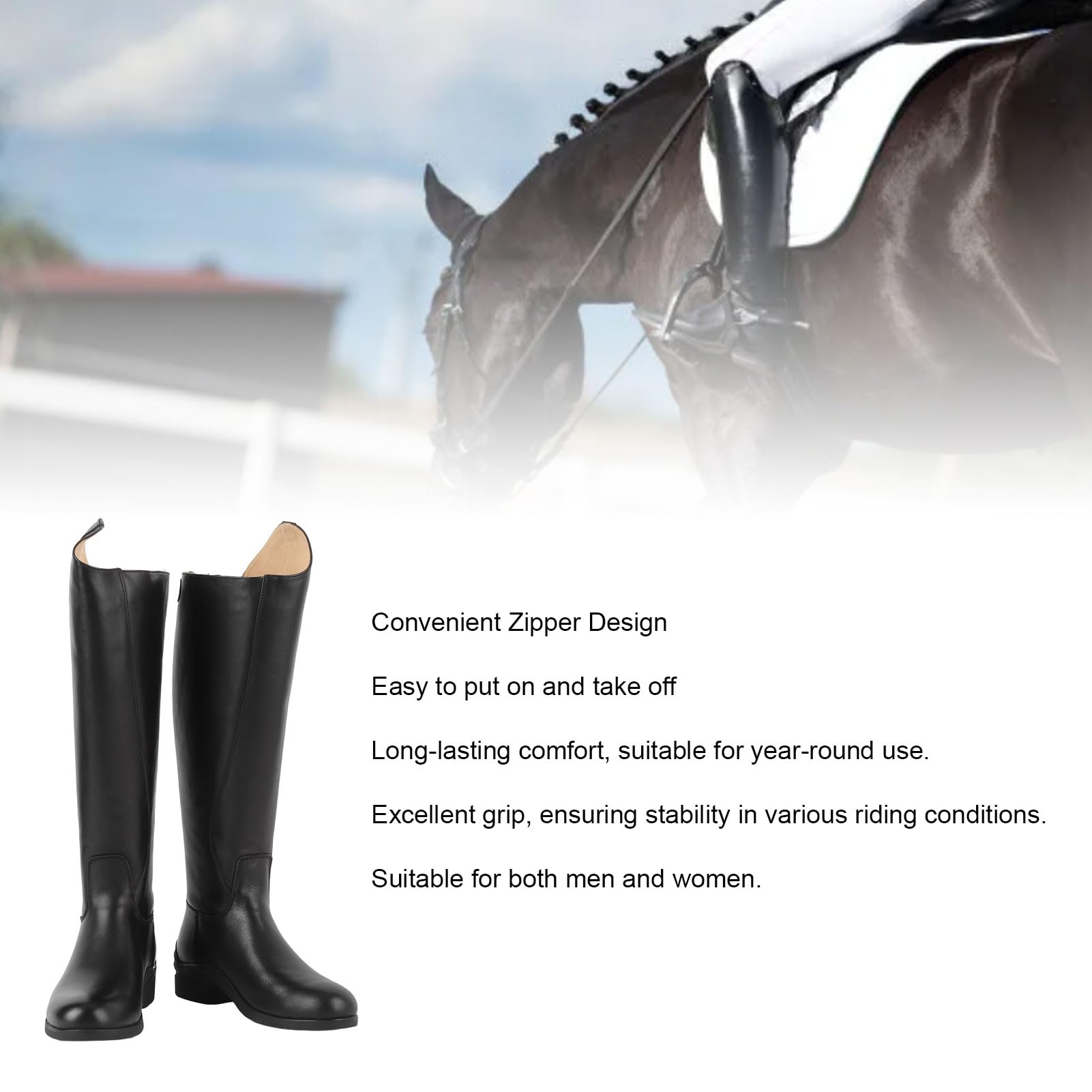 POENVFPO Botas de Montar Altas, Botas de Montar a Caballo, Botas de Entrenamiento Ecuestres, Cuero Eva, Unisex, Uso Diario, Establo