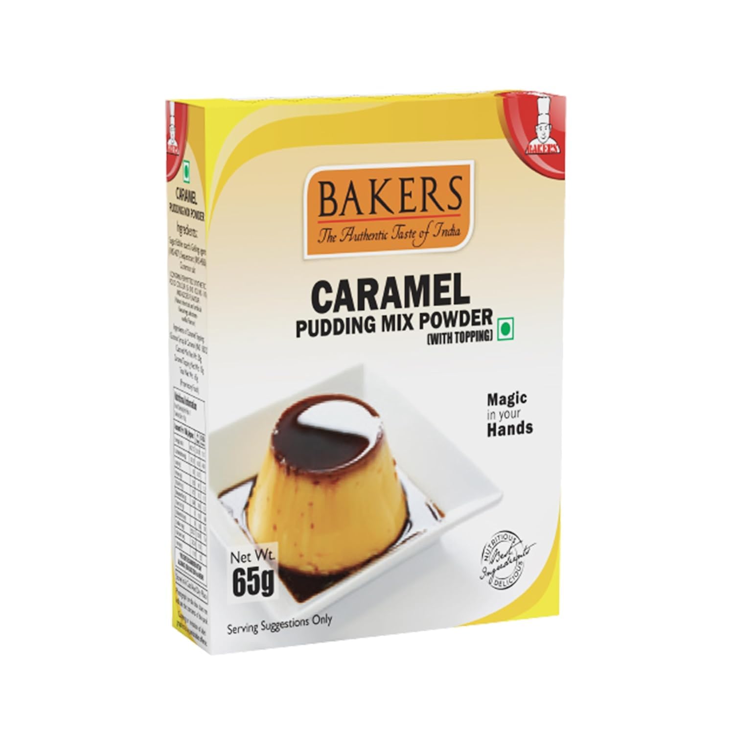 BAKERS Instant Pudding Mix - Caramel Flavor with Topping (65g x 4, 260g) | Ready in 5 Minutes | Rich & Creamy Dessert | Easy to Make | Vegetarian | Perfect for Custards & Trifles