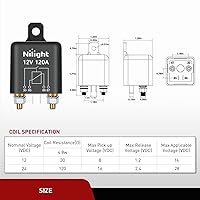 Vista 3 de Nilight Relé de Arranque de 120A, Interruptor de Relés Divididos de 4 Pines, 12V Continuo Servicio Pesado SPST Alta Corriente 4 Terminales Control