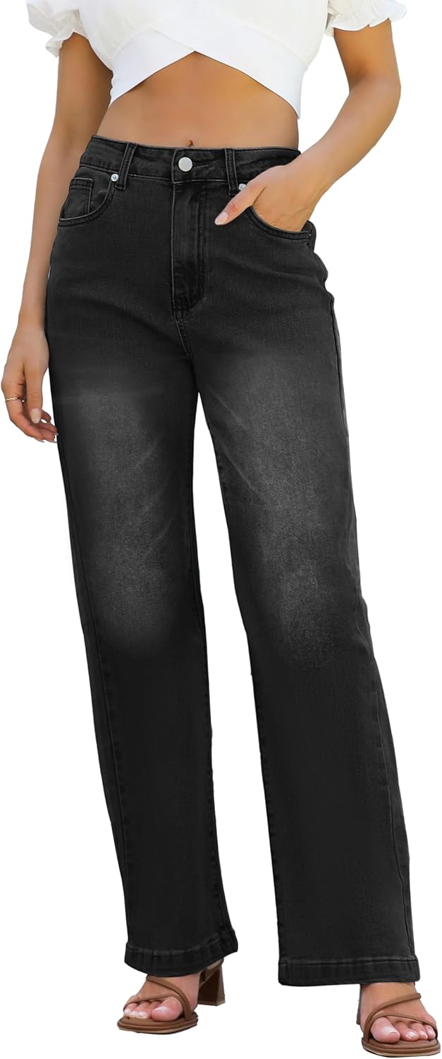 Womens Jeans High Waisted Straight Leg Loose Stretchy Lightweight Tummy Control Trendy Jeans for Women 2025