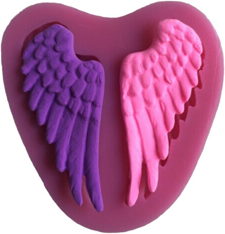 FLYMOR Angle Wings Fondant Silicone Mold 3D Silicone Cake Mold Cake Decorating Mold Sugar Craft Molds DIY Cake Mold, Mini,Pink