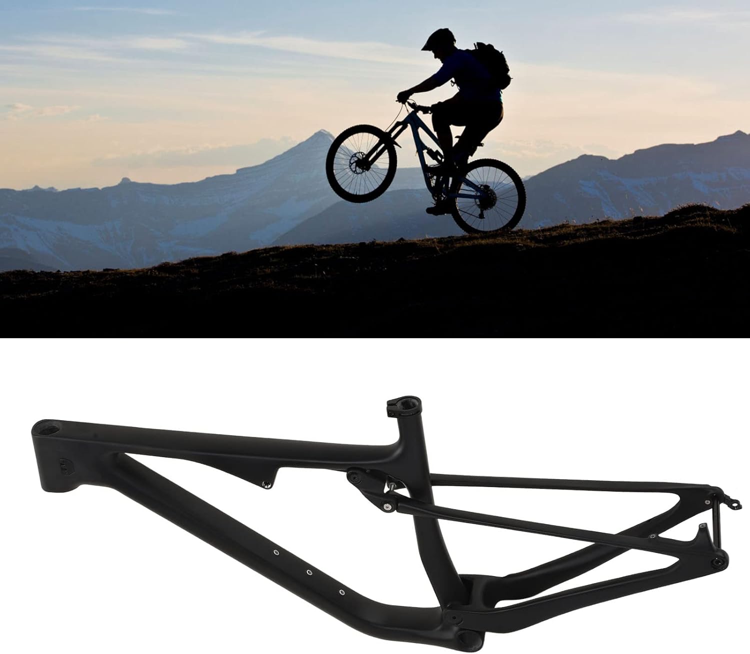 Mountain Cycling Frame, 17in 29ER Full Suspension Shock Absorption Cycling Frame for Riding