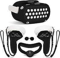 Vista 1 de TOMSIN Cubierta facial de silicona VR cubierta de agarre de control táctil cubierta frontal con cubierta de lente protector antitiro con correas