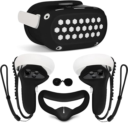 TOMSIN Cubierta facial de silicona VR cubierta de agarre de control táctil cubierta frontal con cubierta de lente protector antitiro con correas