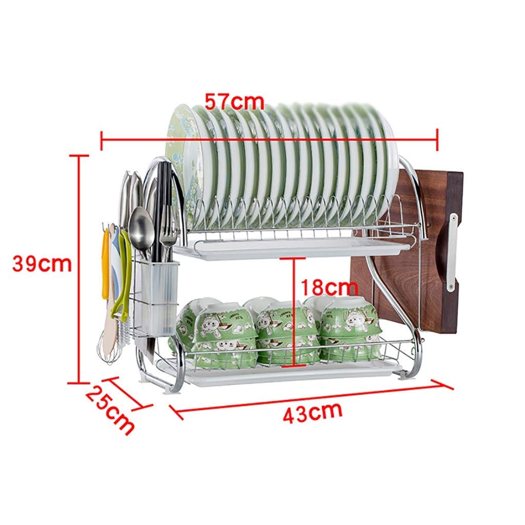 Estante de Almacenamiento de Almacenamiento de Cocina para Platos de Drenaje de Doble Capa de Metal 43 * 25 * 39 cm.