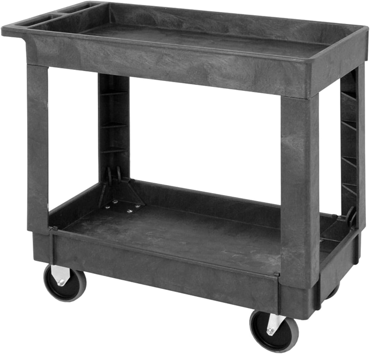 Quantum QFS-PFTC4026-33-2 Polymer Mobile Utility Cart, 2 Shelves, 550 lb Capacity, 40" W x 26" D x 32.5" H, Gray, Push Handle