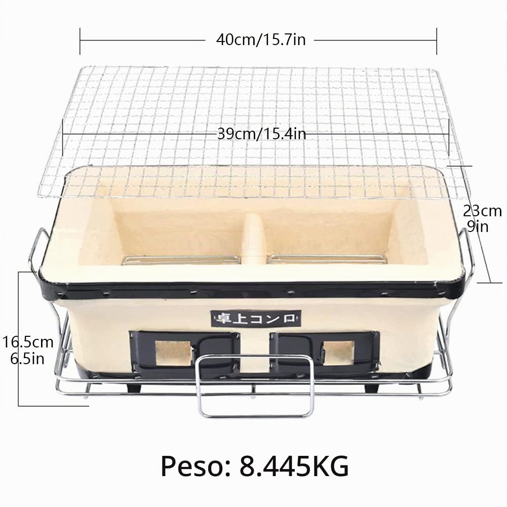 Barbecue A Carbonella, Rettangolare Giapponese Griglia in Ceramica Di Argilla Ripiano Del Tavolo Carbone Yakiniku Grill Hibachi Cooker Fornello A Carbone Per All'aperto, Interno, Beige