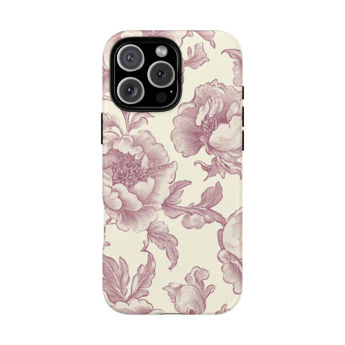 Coque rigide mate iPhone 16 Pro Max bordeaux floral chic - 5
