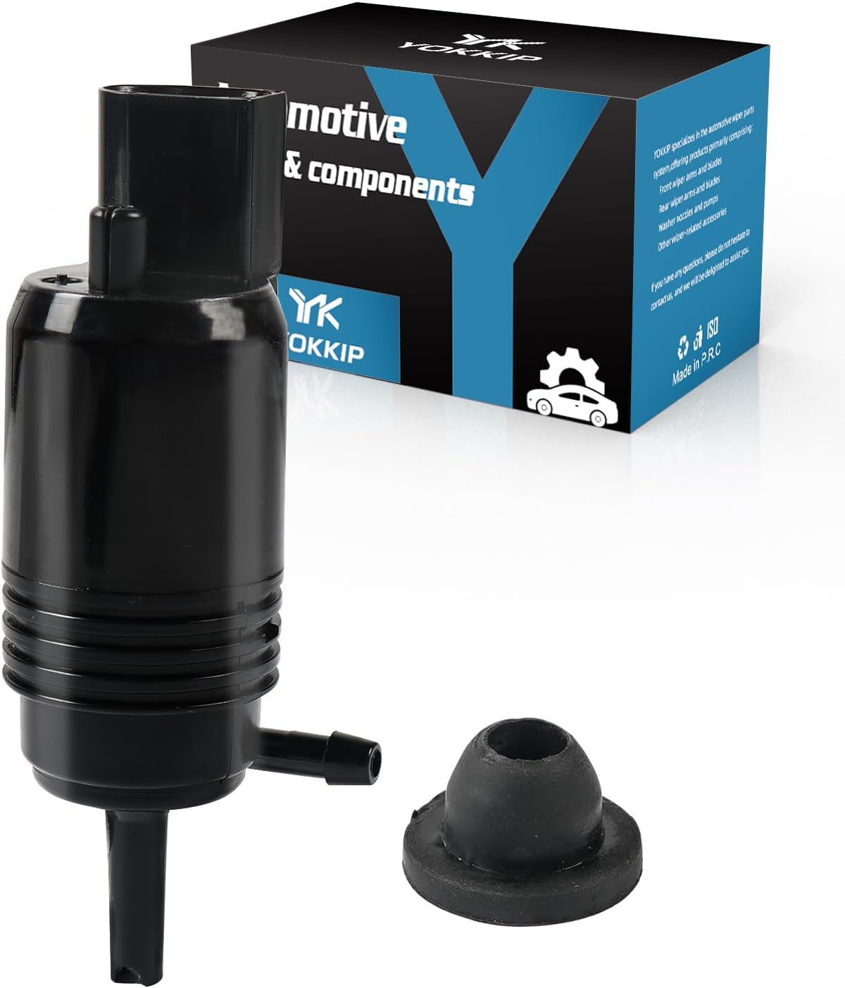 Windshield Washer Pump - Replacement for Chevy Silverado 1500, 2500, 3500, GMC Acadia, Sierra 1500, 2500, 3500, Washer Fluid Pump Replaces OEM: 22999423 with Grommet