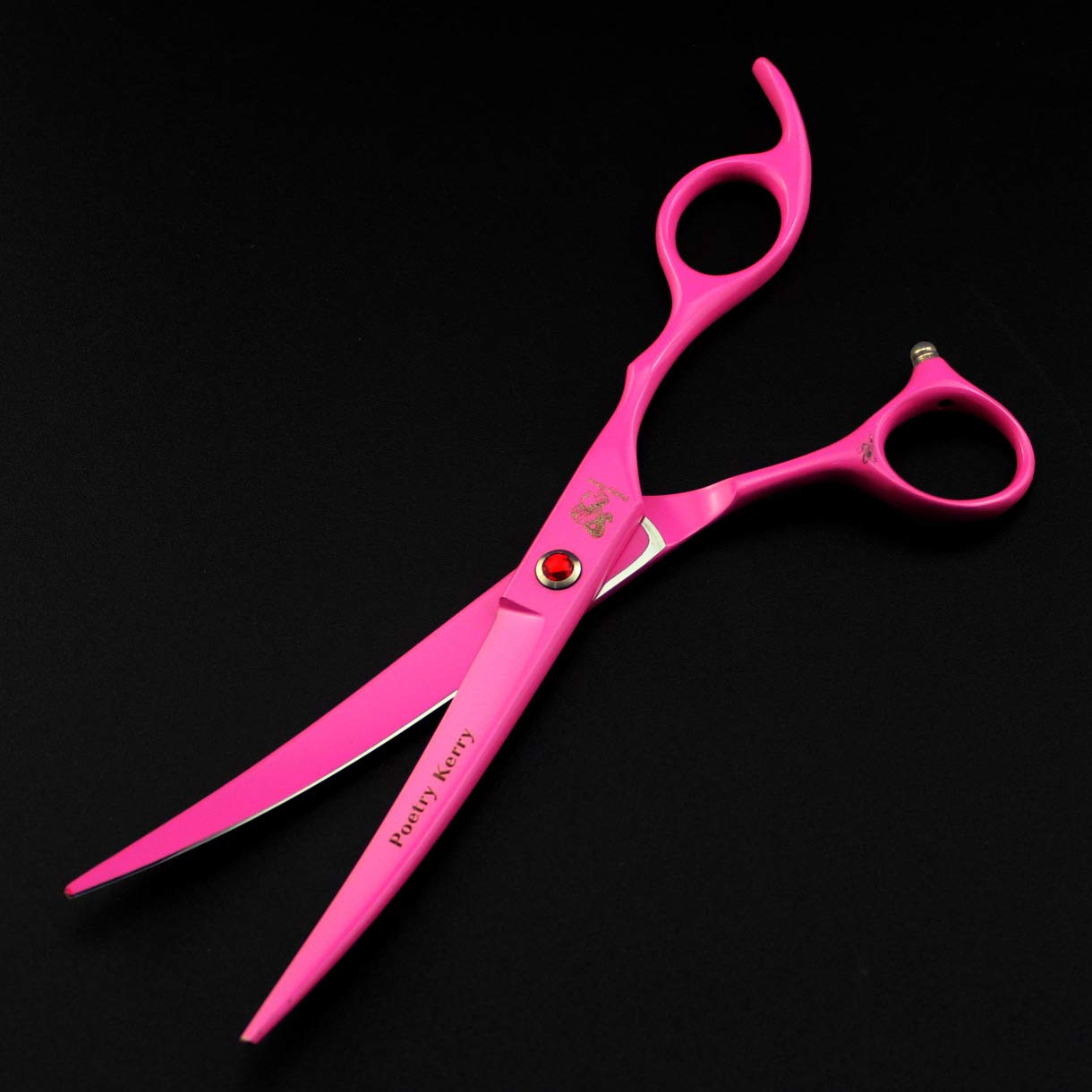 7 pulgadas Japón 440C material doble mango tijeras de peluquería para mascotas suministros de peluquería 4 piezas tijeras planas tijeras curvas tijeras finas Set asequible Enviar peine (juego rosa)