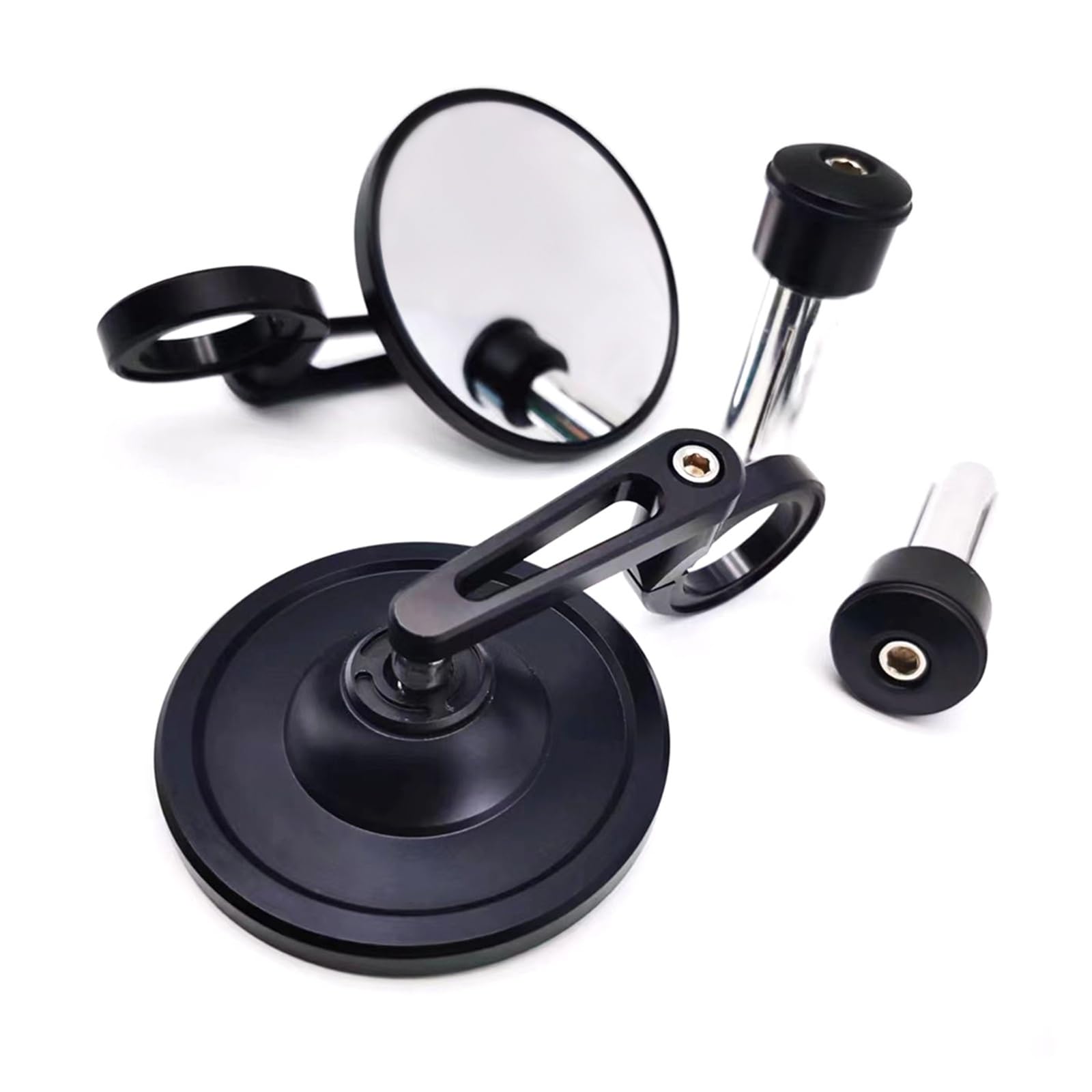 Retrovisores Moto Manillar Espejos Retrovisores Motocicleta CNC Cristal Espejo Lateral Con Extremo Barra Para Ducati Motocicleta Retrovisores (Color : Negro)