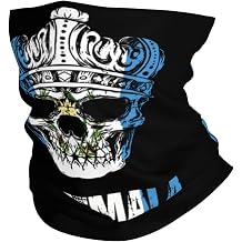 King Skull Guatemala Flag Seamless Neck Gaiter Face Mask Seamless UV Protection Shield Scarf Bandana for Motorcycle Cycling Riding Running Headbands White