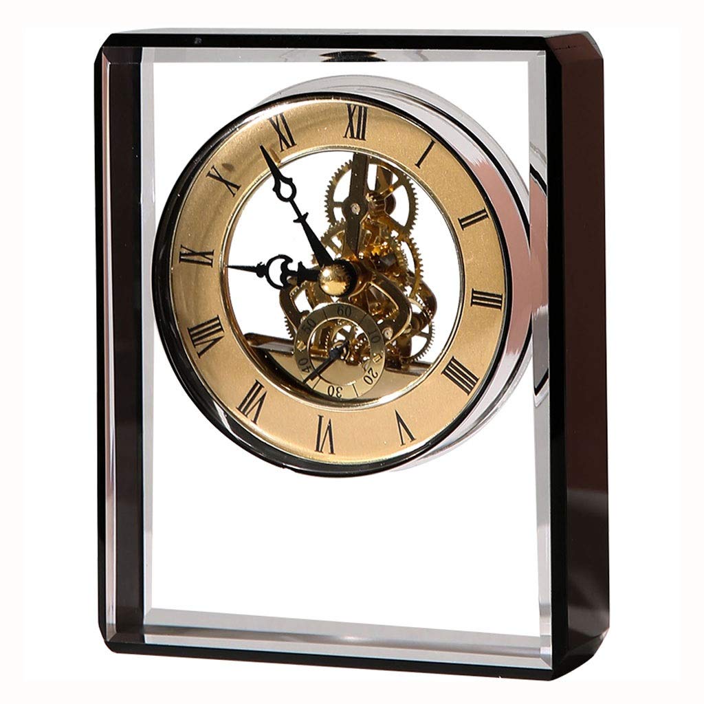 Reloj de mesa mecánico estilo nórdico de cristal para salón y dormitorio