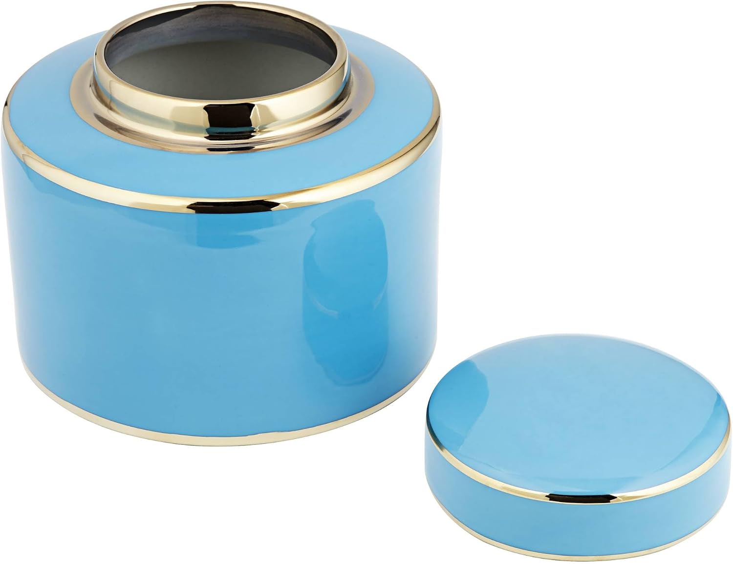 Nirvana Turquoise and Gold 2-Piece Porcelain Jar Set with Lids - Kensington Hill