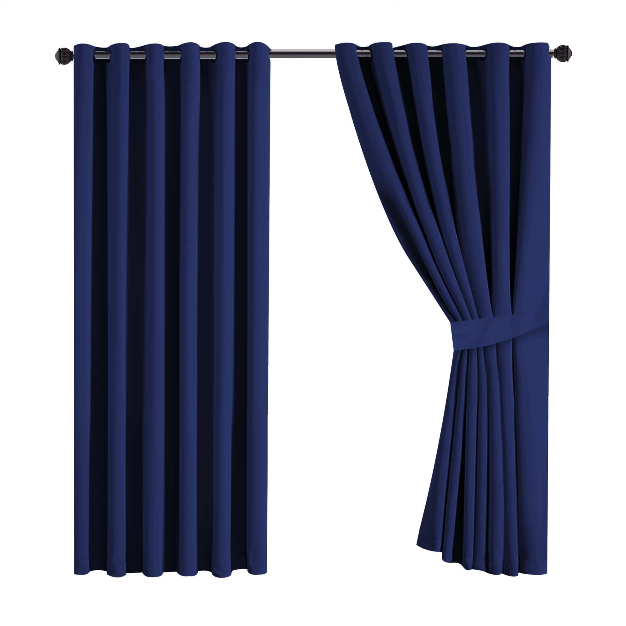 Yorkshire Bedding Ring Top Blackout Curtains for Bedroom 90x90 Inch Super Soft Thermal Insulated Navy Curtains Darkening Panels + 2 Tiebacks - Image 2