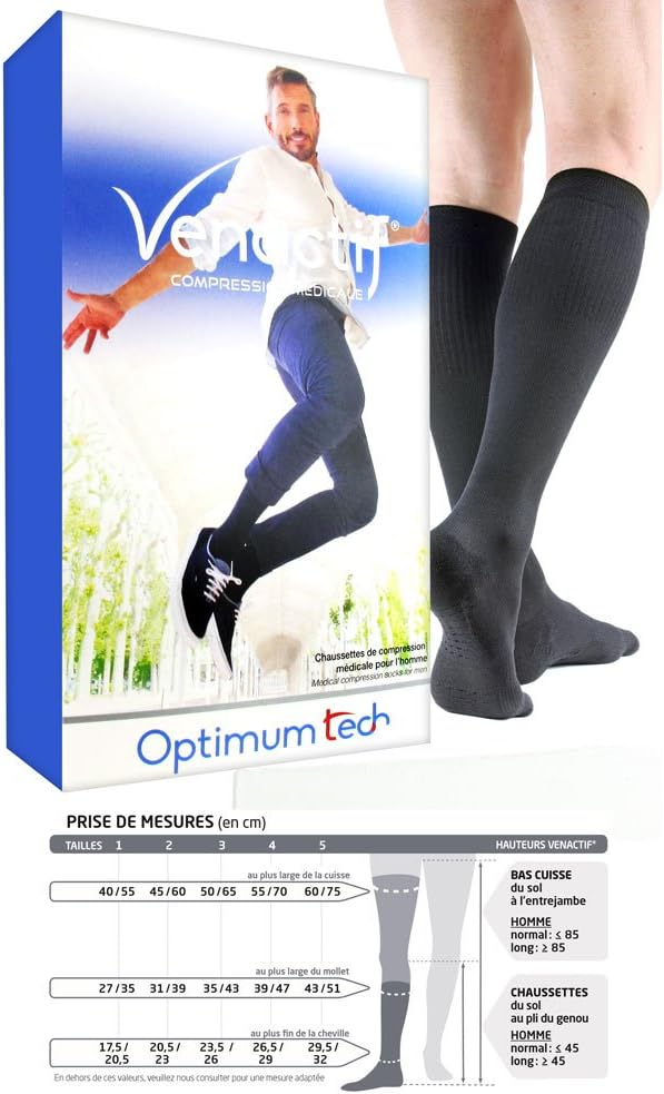 Optimum Tech Medical Compression Socks for Men Class 2 Black - 5N