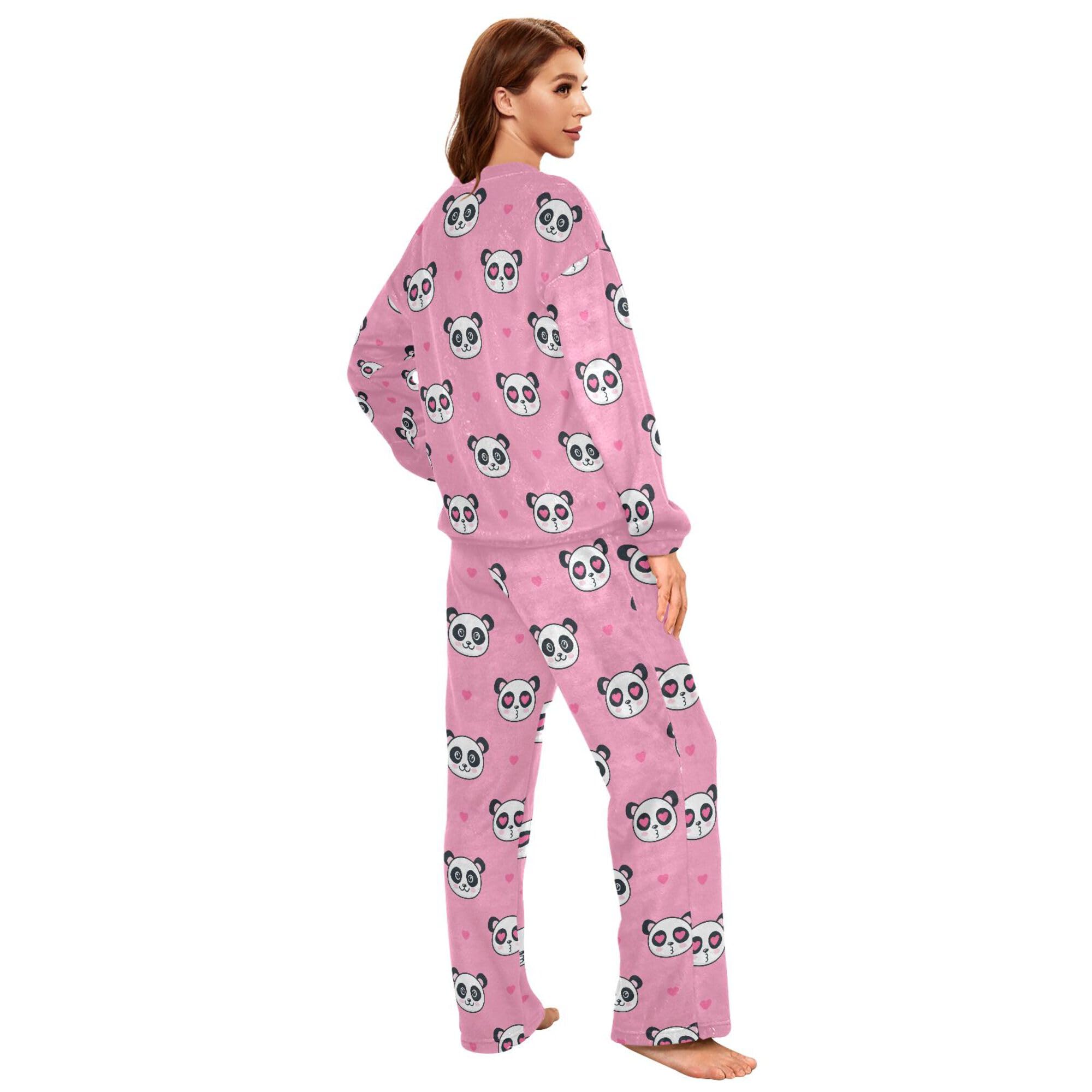 ALAZA Conjunto de pijama de forro polar para mujer, elegante gato, manga larga, ropa de dormir de dos piezas, ropa de dormir térmica, pijama súper suave, talla S