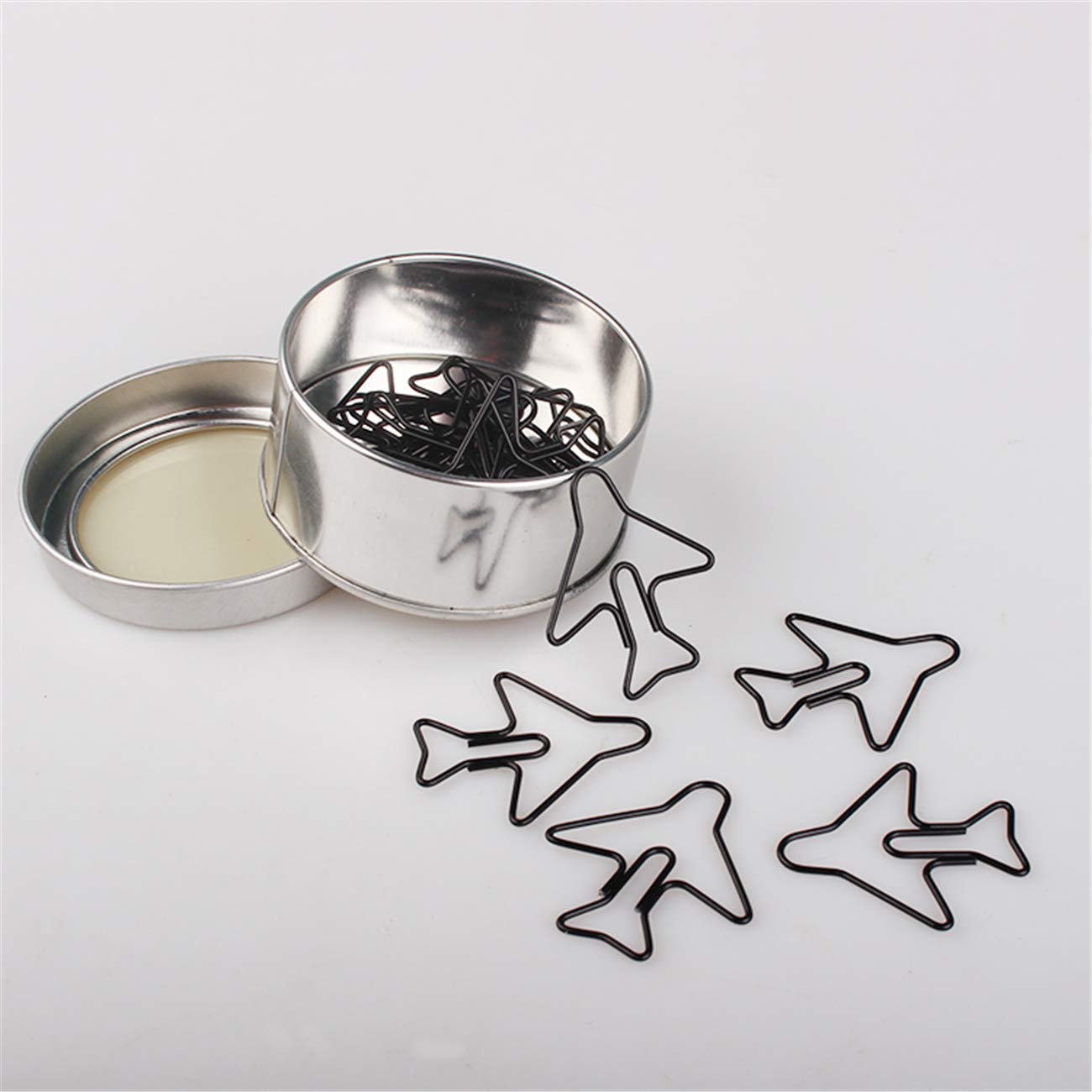 Büroklammern, farbige Büroklammern, Büroklammern aus Metall, Flugzeugklammern, Bunte runde Büroklammern für das Sortieren von Dokumenten im Schulbüro und im Alltag (10) (Schwarz 10)