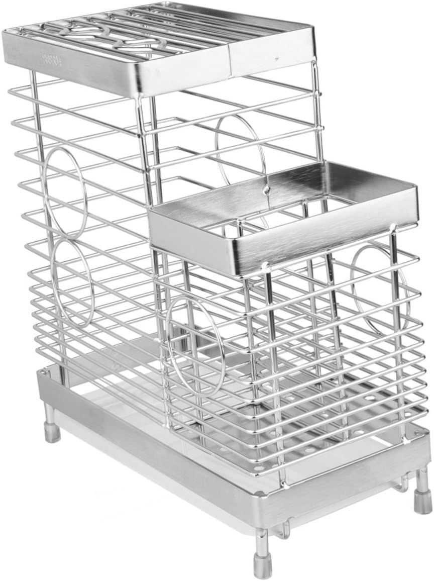 Stainless Steel Knife and Utensil Storage Rack Multi-functional Kitchen Organizer with Chopping Board Holder Space-saving Design for Clean and Tidy Countertops