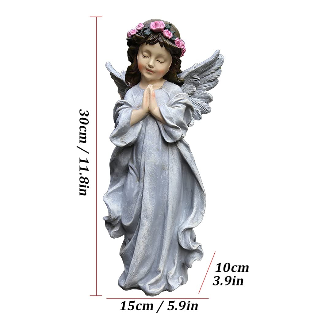 Kartka z życzeniami Ogród Mały Anioł Statua Dekoracja Dziedziniec Ogrodnictwo Żywica Figurka Dekoracyjne Ozdoby, Używany do dekoracji trawnika/tarasu/korytarza Mapa wakacyjna (Kolor: A)