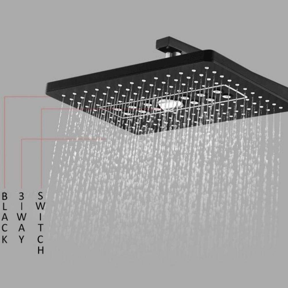Zestaw baterii prysznicowych z czarną diodą LED, 3-kierunkowy prysznic z opadami deszczu, 2-funkcyjny cyfrowy wyświetlacz LED, bateria mieszająca, podtynkowa wanna prysznicowa,