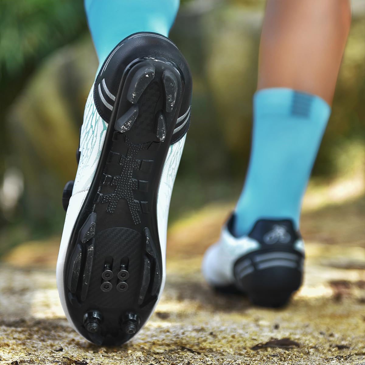 Zapatilla de Ciclismo MTB Hombre, Mujer Zapatos Bicicleta de Montaña Impresión Respirables Compatibles con SPD Lock System