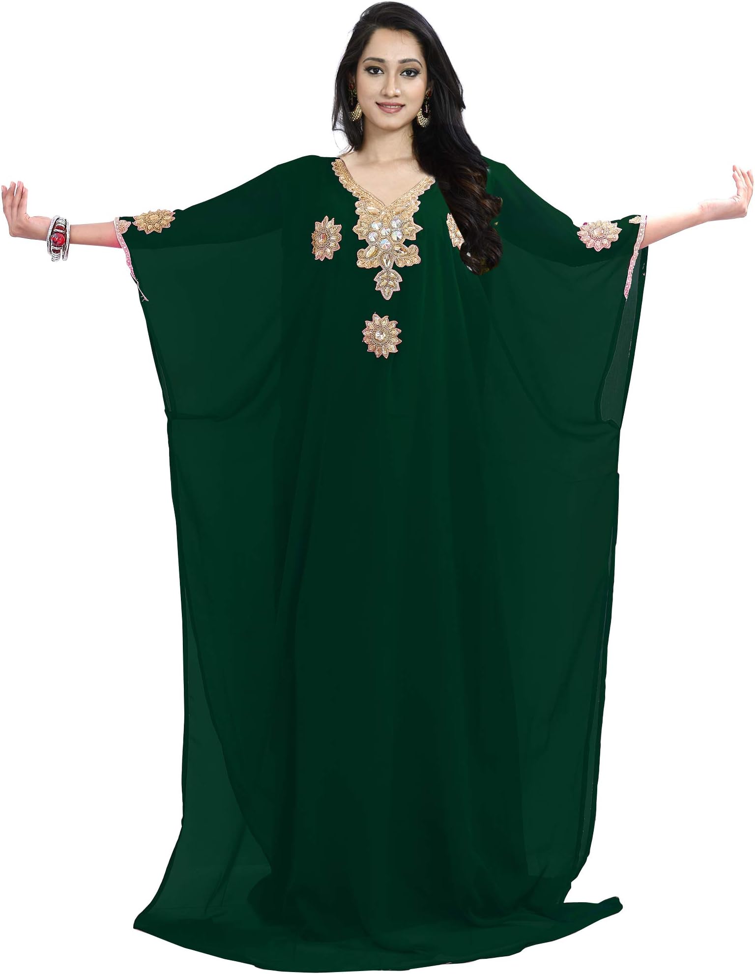 Women's Kaftan Maxi Dress Farasha Caftan KFTNGOLD-Green
