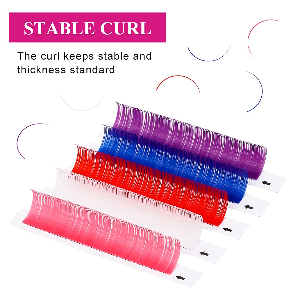 Lash Extension C Curl 0.15 Color Lashes Extension White Pink Red Blue Purple Eyelash Extension Lashes Silk Classic Lash Extensions Supplies (0.15-C, 14mm)